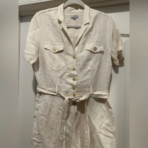 Rails Georgie Tie Waist Linen Romper in Stone - Picture 10 of 13